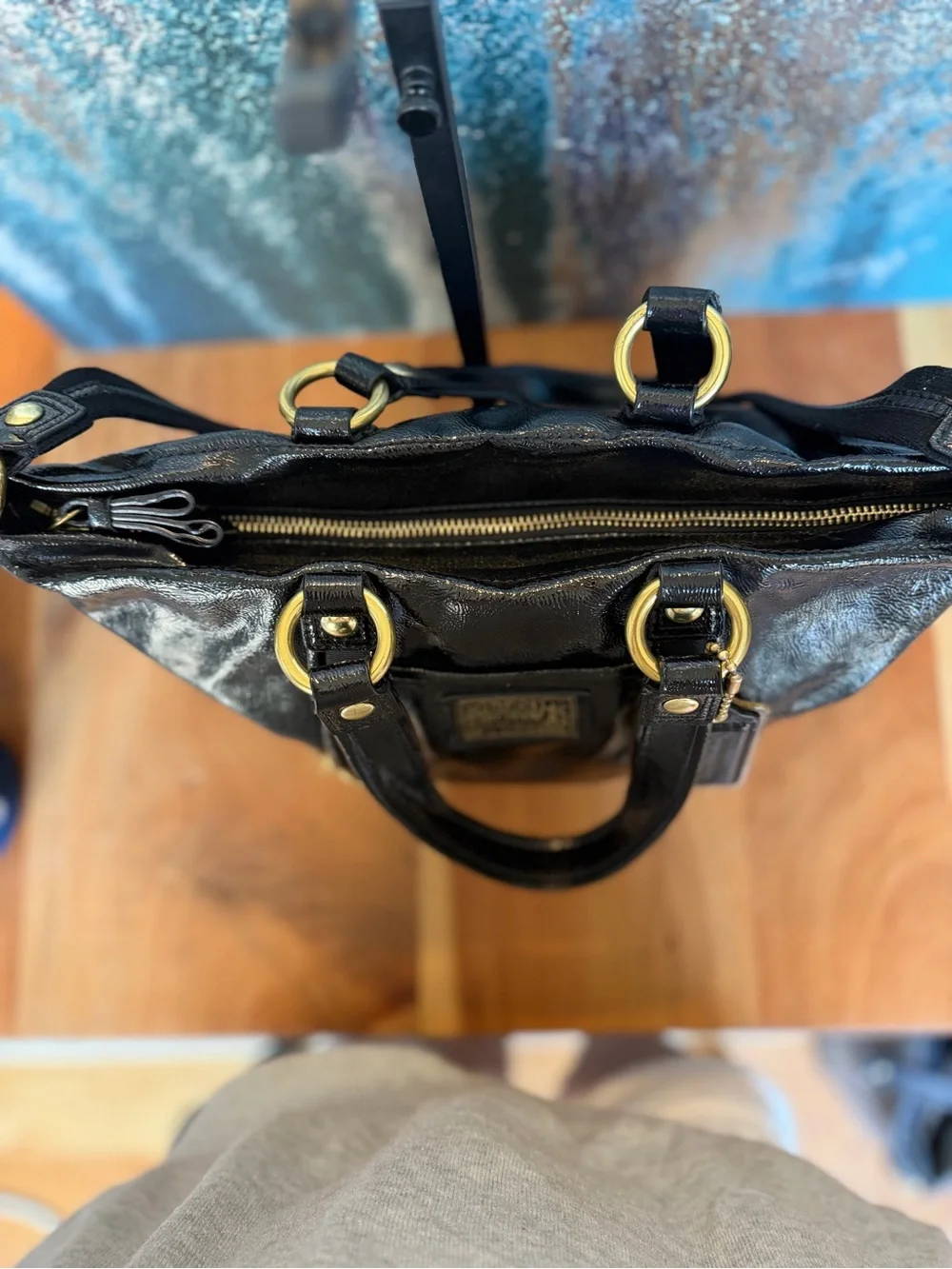 Coach Rare Archival Y2K Poppy Daisy Liquid Glass Patent‎ Shoulder Bag VGUC